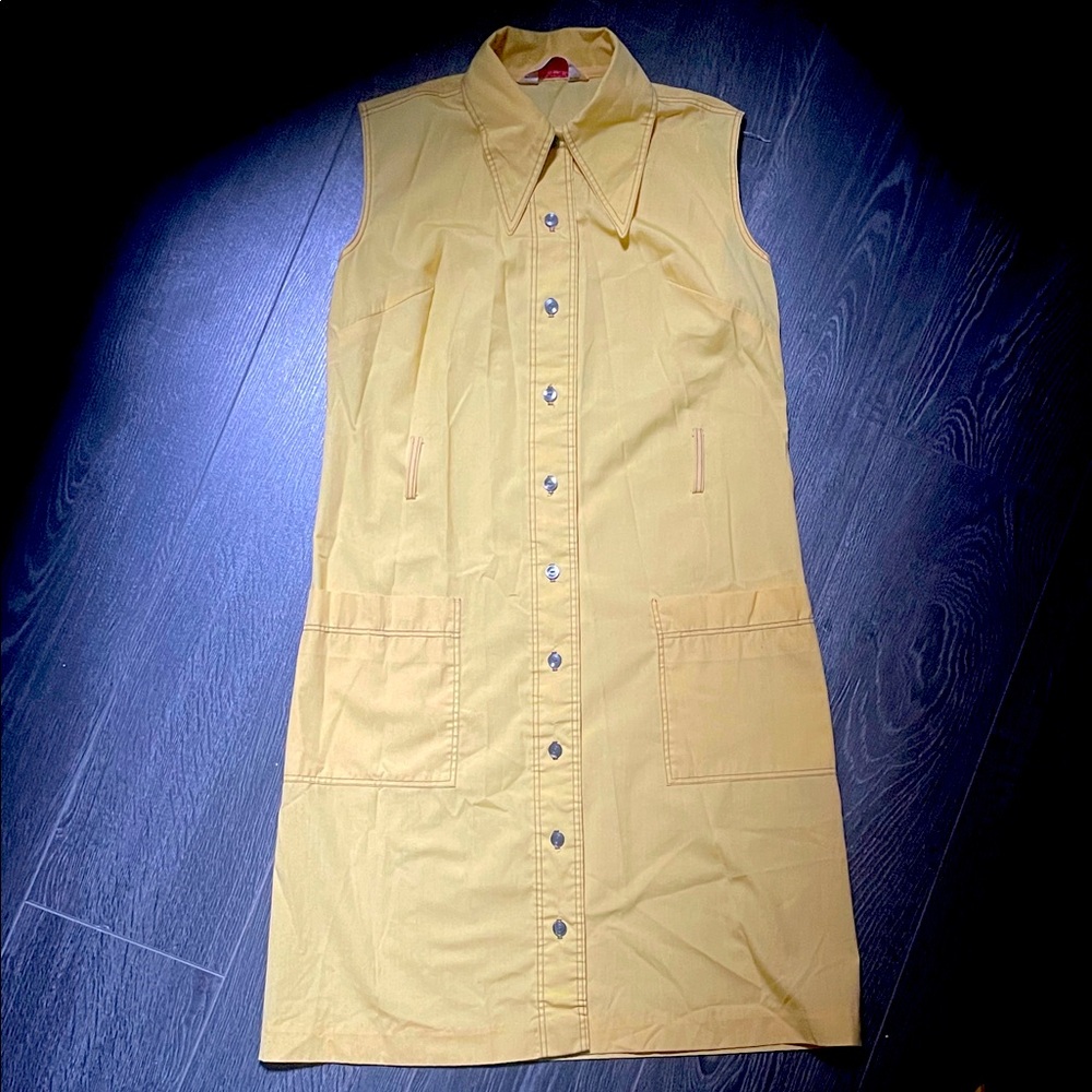 Vintage yellow button-down dress